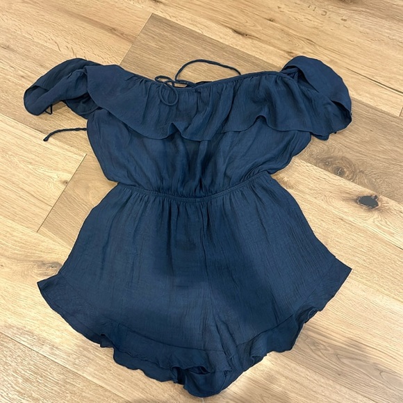 Blue romper with tie up back - Picture 1 of 2